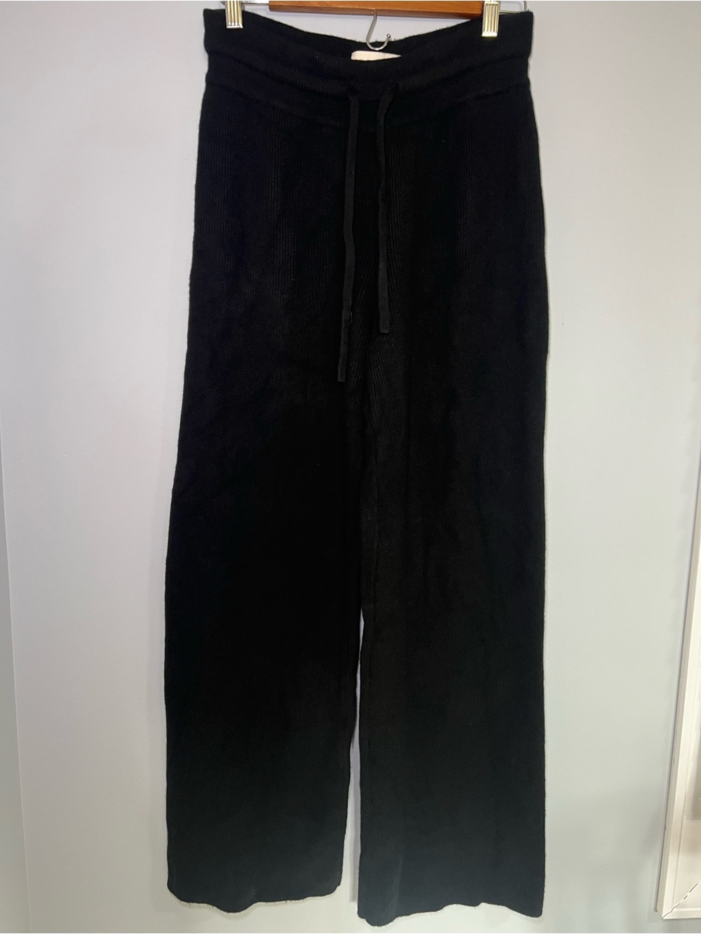 Buck Mason Women’s Merino Wool & Cotton Knit Wide Leg Sweatpants Black Size